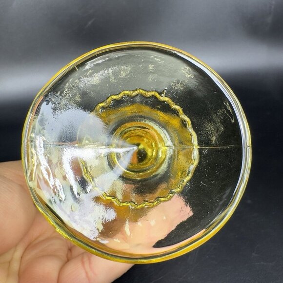 Indiana Glass Kings Crown Thumbprint Yellow Goblet Small Cups Glasses Set 2 VTG - Picture 7 of 13